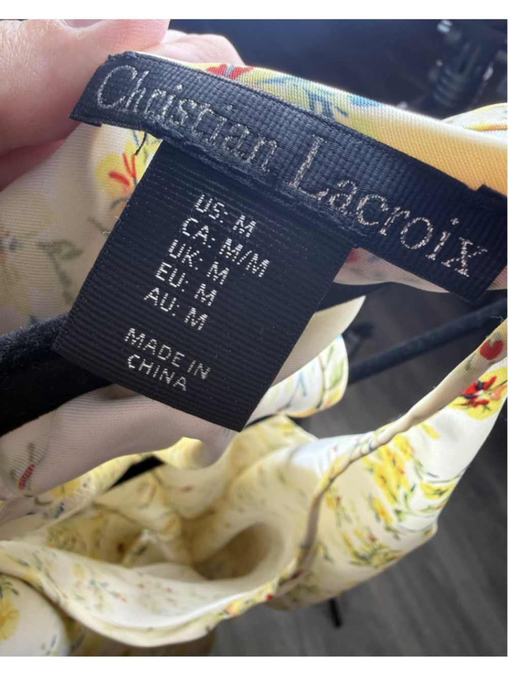 Christian Lacroix Light Yellow Satiny L Floral Maxi Long Dress Medium Sleeveless - Picture 10 of 10